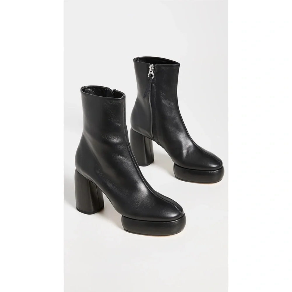 New Aeyde Emmy Boot In Black Leather Sz 38